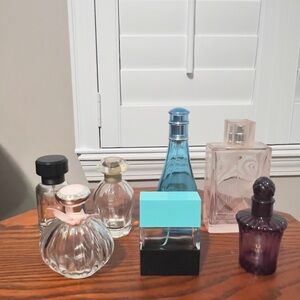 Elegant Glass Perfume Bottle Set - Black, Gold, Blue, Purple